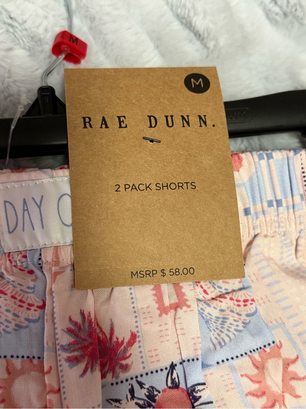 Rae Dunn Patchwork Lounge Shorts 2 pack - Peach & Light Blue- Size Medium - Picture 2 of 10